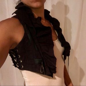 Skingraft  bolero with leather detail on back